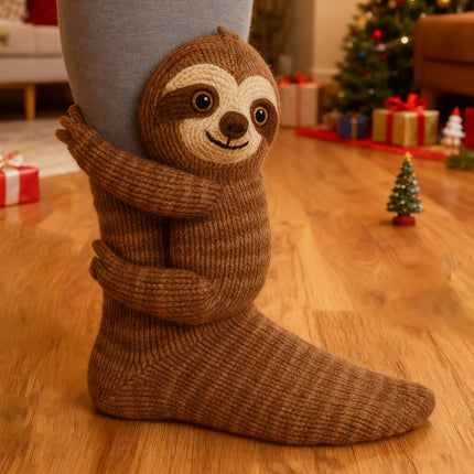 3D плетени чорапи с животни, сладки коала, панда, котка, ленивец, ръчно плетени топли уютни забавни чорапи, новост за жени