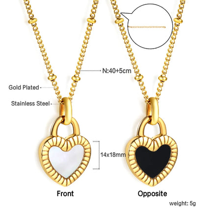 LUXUKISSKIDS Модерно колие от неръждаема стомана със сърце за жени/момичета, шикозни семпли романтични бижута с любовен чар, подаръци за парти