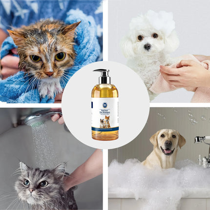 PetClear Шампоан за кучета и котки - 500 мл, против сърбеж и контрол на миризмата, хипоалергенен, без алкохол, за дълбоко почистване и грижа за козината