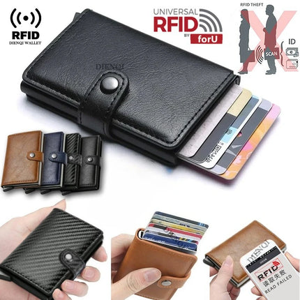 RFID Visit Държач за кредитна карта Луксозен малък смарт портфейл Метален калъф за визитни карти за жени Минималистичен портфейл за мъже