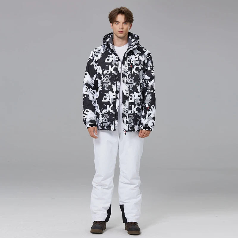 Мъжки комплекти зимни костюми, костюм за сноуборд, ски облекло, ски яке и гащеризон, костюм за сноуборд, зимни занимания на открито