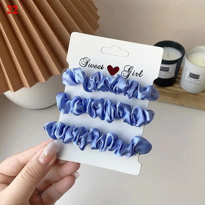 3 бр./комплект дамски копринени ластики за коса, комплект едноцветни ластики за коса за момичета, аксесоари за коса с ластик за коса за жени, държачи за опашка