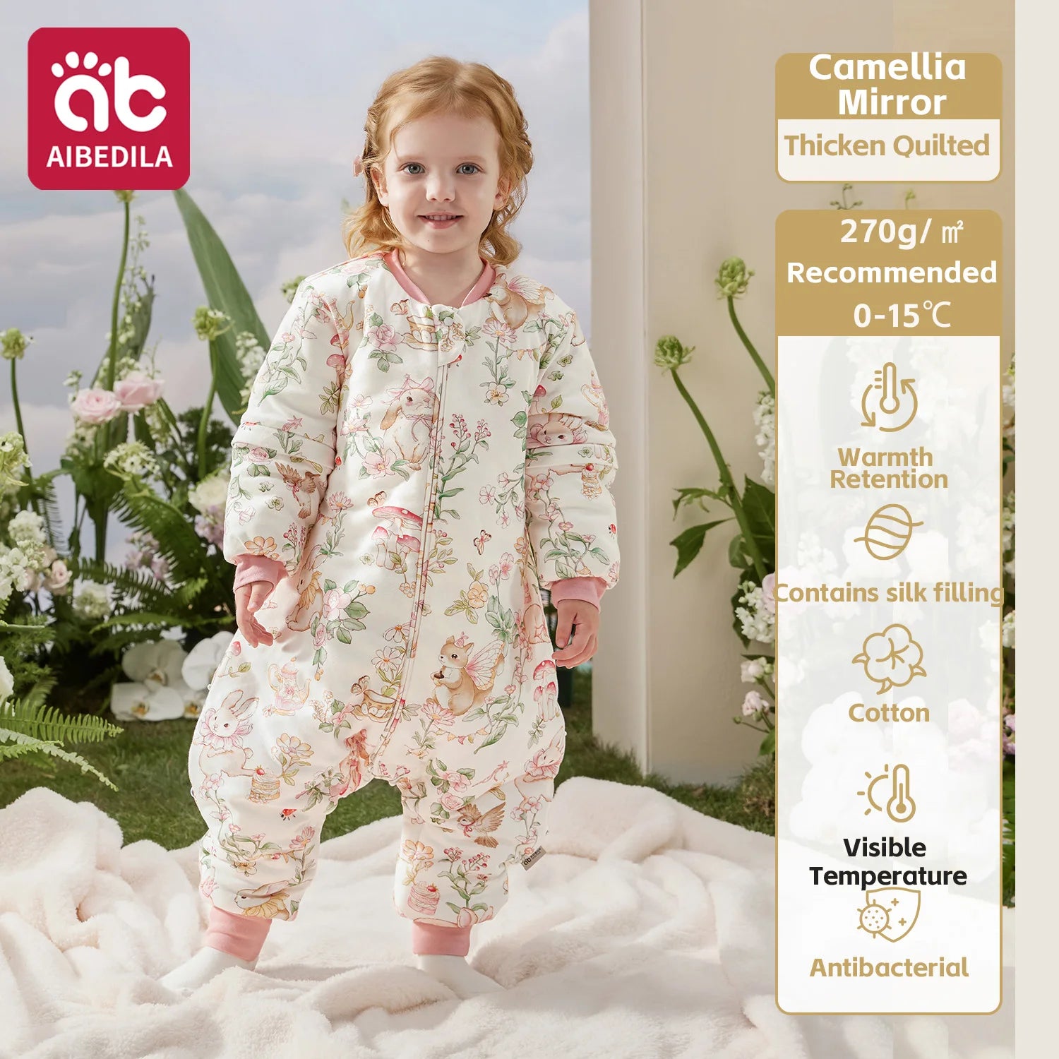 AIBEDILA Бебешки чувал за спане, мек и уютен спален чувал за бебета, супер топъл ватиран одеяло за носене с подвижни ръкави, 6M-7G, момче/момиче