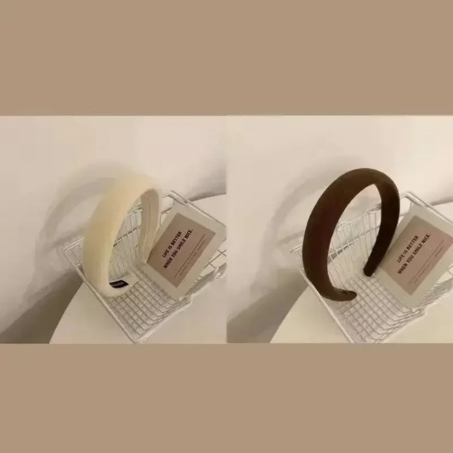 Модни подплатени ленти за глава за жени, широка кадифена лента за коса, обръч за коса, момичешка гъба, дебела плътна цветна аксесоари за коса, шапки