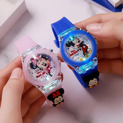 Детски часовник Disney с Мики Маус, детска светкавица, анимационна фигурка, кукла, момчета, момичета, подаръци за рожден ден