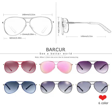 Слънчеви очила BARCUR Design за жени с поляризирани градиентни лещи за мъже, пилотски аксесоари за очила Gafas Oculos De Sol