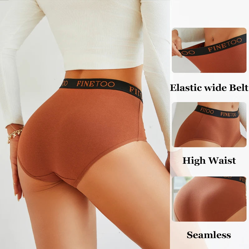 6 броя дамско памучно бельо с висока талия, секси дишащи бикини с колан и букви, големи размери, удобни бикини, еластично бельо, размер S-XXL