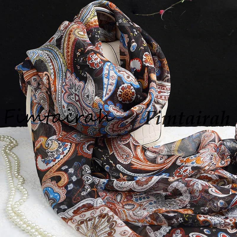 Fimtairah мек 100% копринен шал за жени с щампа Hangzhou 100% копринен шал дълъг шал пролет есен зима лято копринен шал