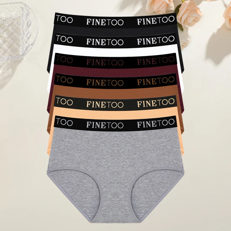 6 броя дамско памучно бельо с висока талия, секси дишащи бикини с колан и букви, големи размери, удобни бикини, еластично бельо, размер S-XXL