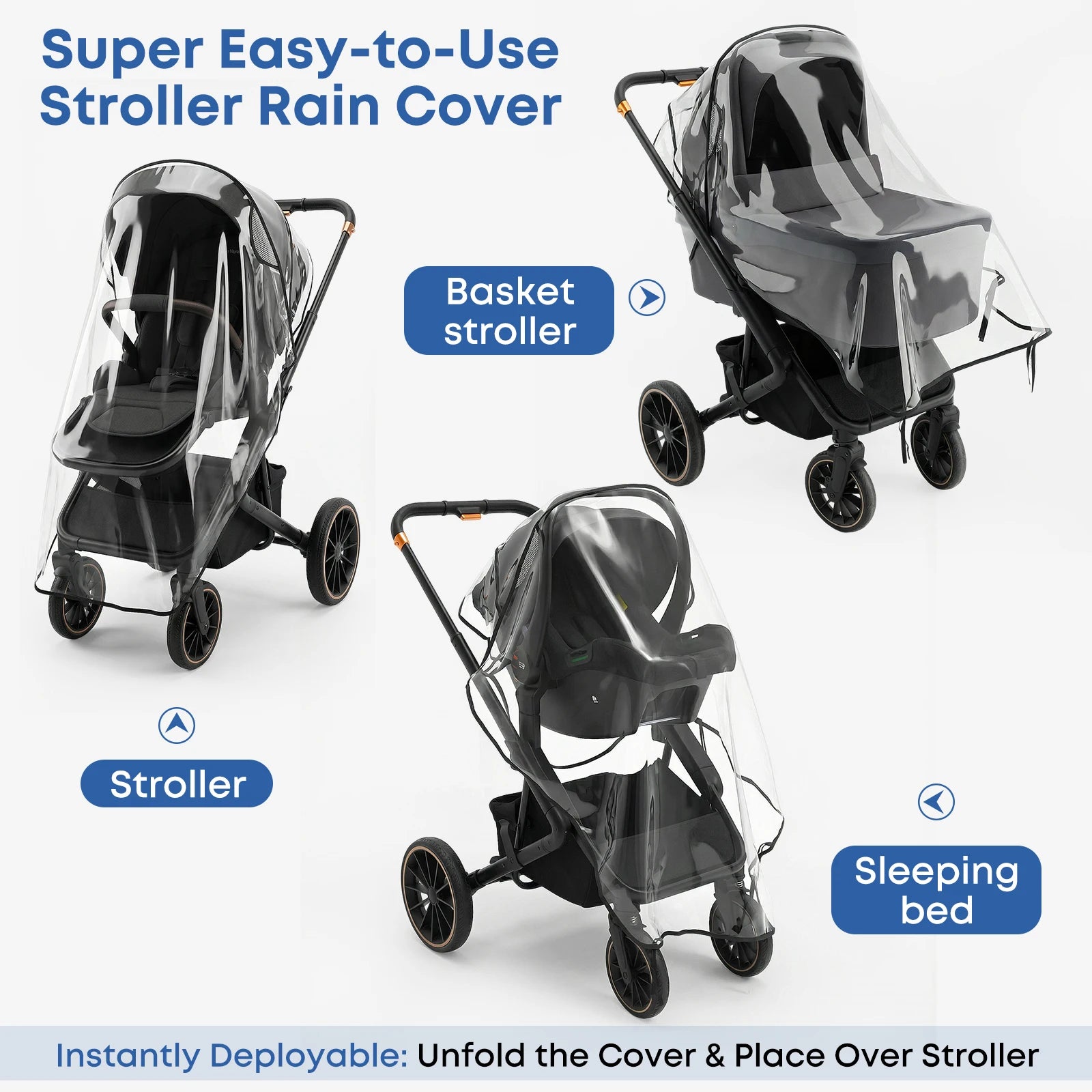 Аксесоари за бебешки колички, водоустойчив и дъждоустойчив калъф, универсален водоустойчив калъф за количка, защита от вятър и прах, дъждобран