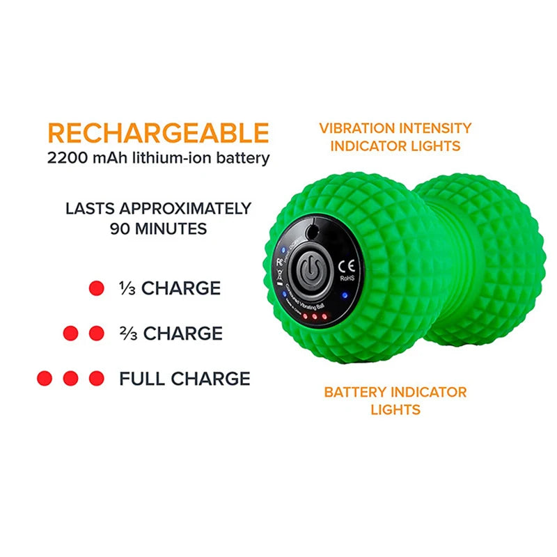 Електрическа вибрираща топка с фъстъци, акумулаторна пластмасова ролка, инструмент за дълбоко възстановяване на тъкани, терапевтичен инструмент за мускулен масаж