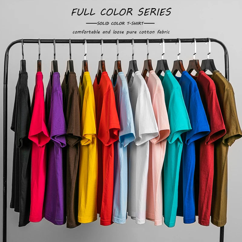 100% памучни плътни тениски за мъже и жени с къс ръкав, модна марка, тенденция, дрехи за двойки, персонализирани летни топове в цвят бонбони