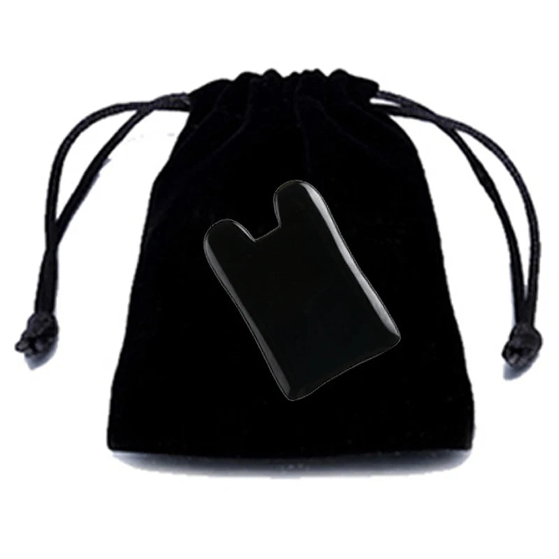 Натурален обсидиан, камък за лице, гуа ша, инструмент за стъргане за гваш, спа масажор, акупунктура, красота на лицето, грижа за кожата, избледняване на бръчки, петна