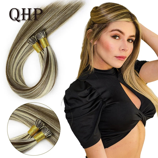 I Tip екстеншъни за коса, прави екстеншъни за коса от човешка коса 40 г/50 г/ комплект капсули с кератин, естествено фюжън, екстеншъни за човешка коса 12-26 инча