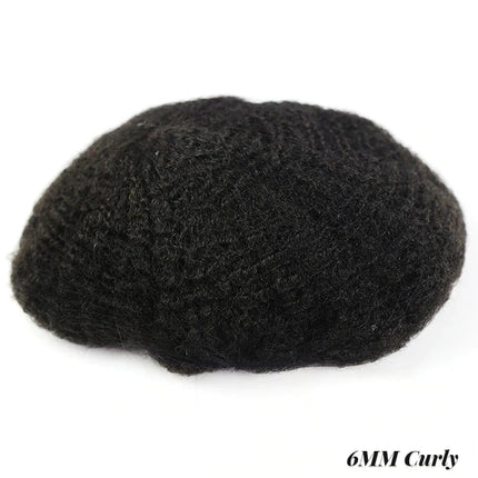 QHP Мъжка капилярна протеза Фина моно NPU перука Права къдрава перука от човешка коса Мъжка издръжлива естествена система за подмяна на коса