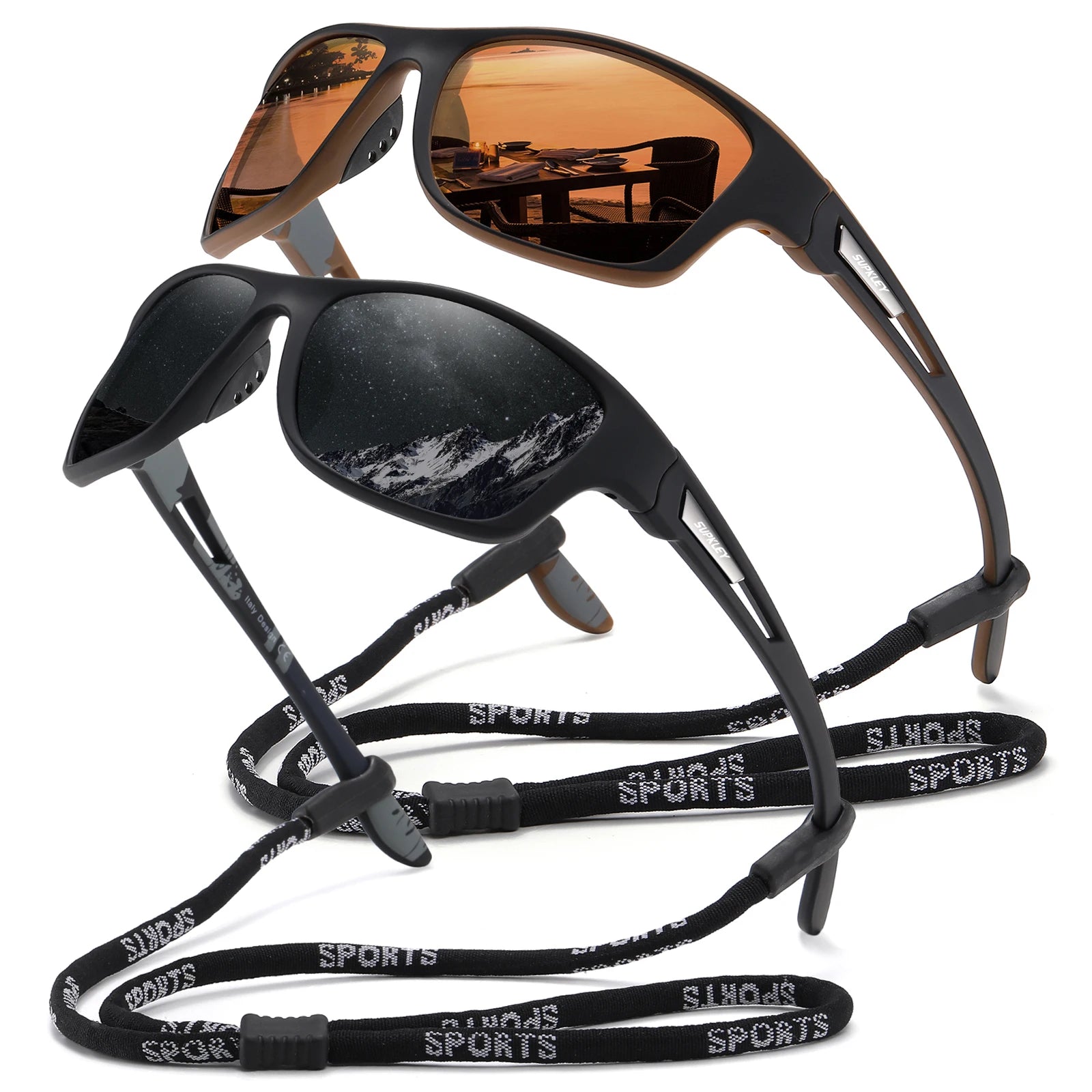 SUPKLEY Мъжки поляризирани цветни слънчеви очила, модни спортни слънчеви очила UV400, мъжки и женски, планински очила