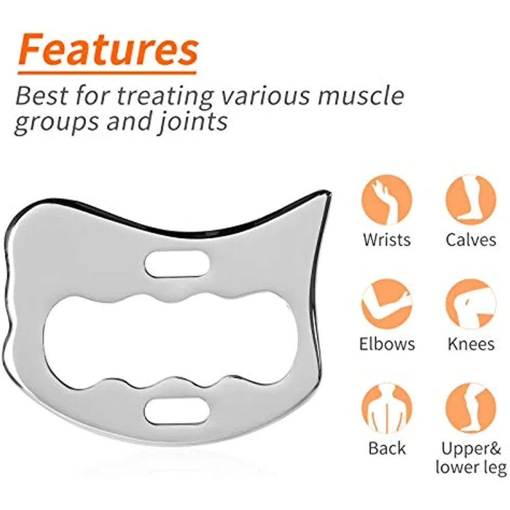 Професионални инструменти за масаж GuaSha от неръждаема стомана, инструмент за масаж с остъргване на Gua Sha, инструменти IASTM, чудесен инструмент за мобилизиране на меки тъкани