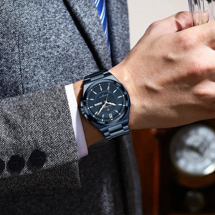 POEDAGAR Спорт Оригинален Мъжки Часовник Кварцов Дата Седмица Луксозен Мъжки Ръчен Часовник Водоустойчив Светещ Мъжки Часовници от Неръждаема Стомана Reloj