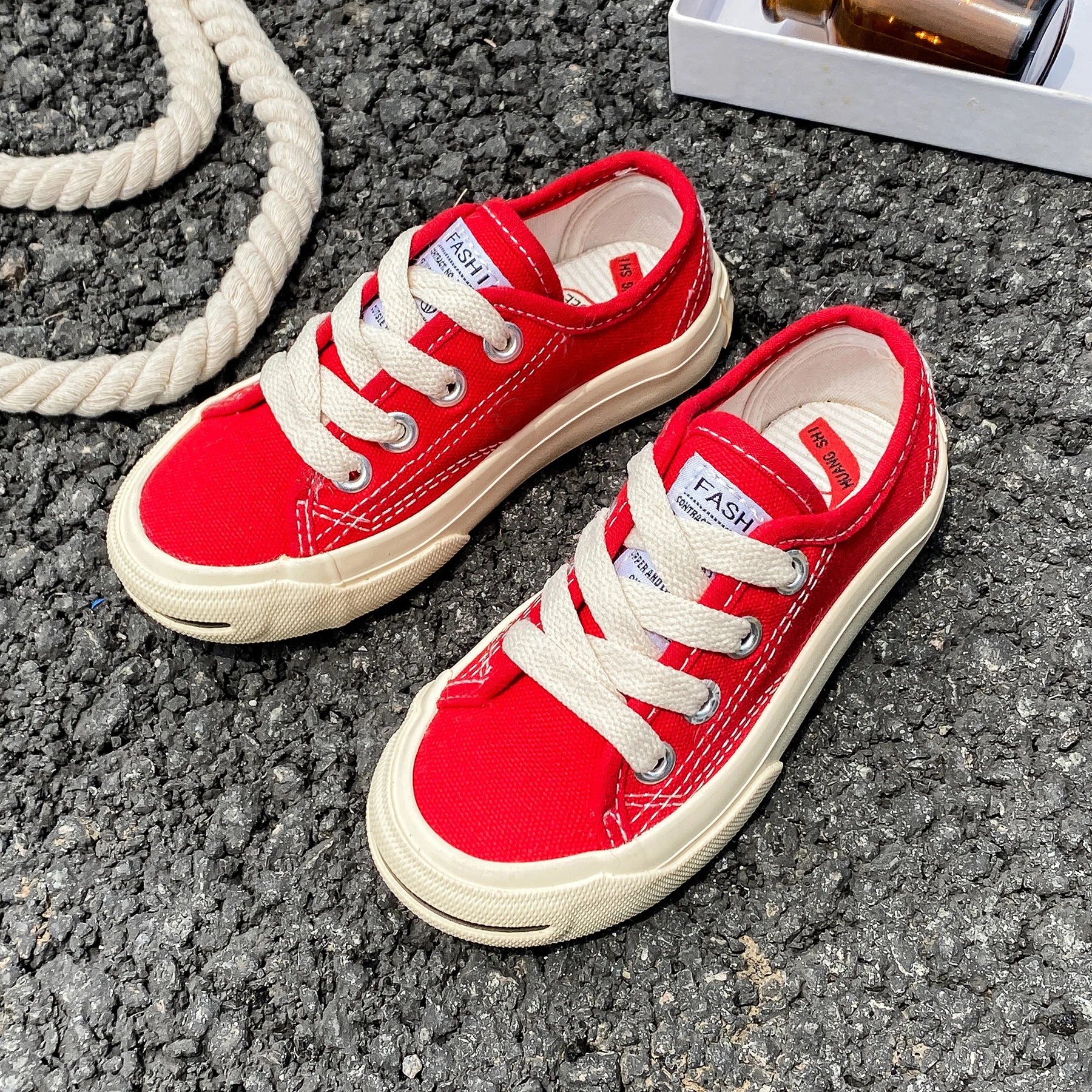 8037 Ниски, едноцветни детски платнени обувки с връзки, дишащи, за момчета и момичета, платнени обувки, удобни