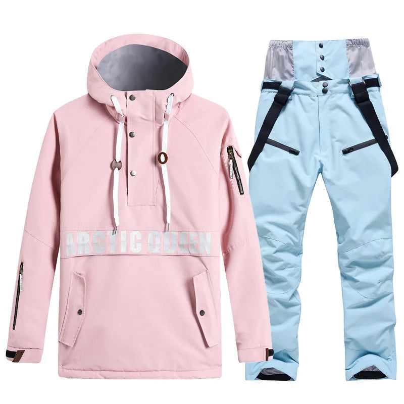 Комплекти ски костюми за мъже и жени, водоустойчиви, снежен костюм, комплект ски яке и панталон, облекло за дейности на открито, сноуборд, гащеризон