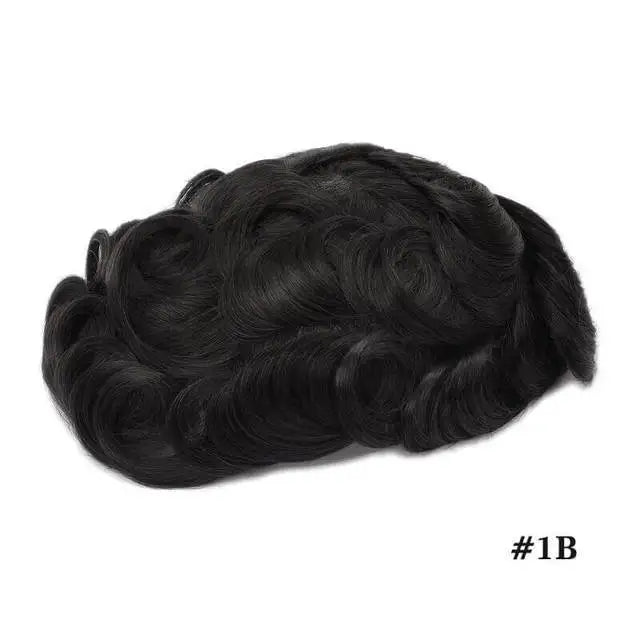 Тупи за мъже Моно PU мъжки перуки 6 инча естествена човешка коса протеза права вълна мъжка коса протеза издръжлива система за коса