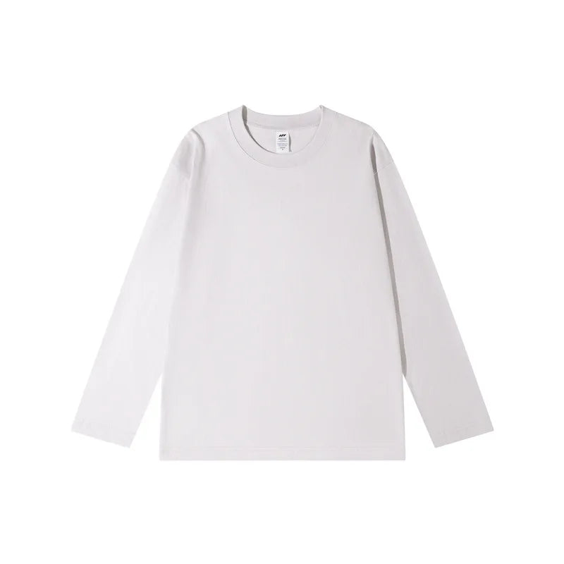 Пролетно-есенни дамски тениски с дълъг ръкав, 100% памучен плат, ежедневна, Harajuku, корейска, плътна, с O-образно деколте, тениска за двойки