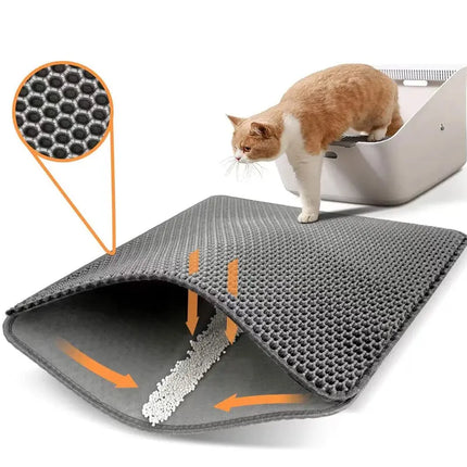 Постелка за котешка тоалетна за домашни любимци, водоустойчива, двуслойна, за улавяне на котешка тоалетна, подложка за тоалетна за домашни любимци, почистваща подложка, продукти за котки, аксесоари