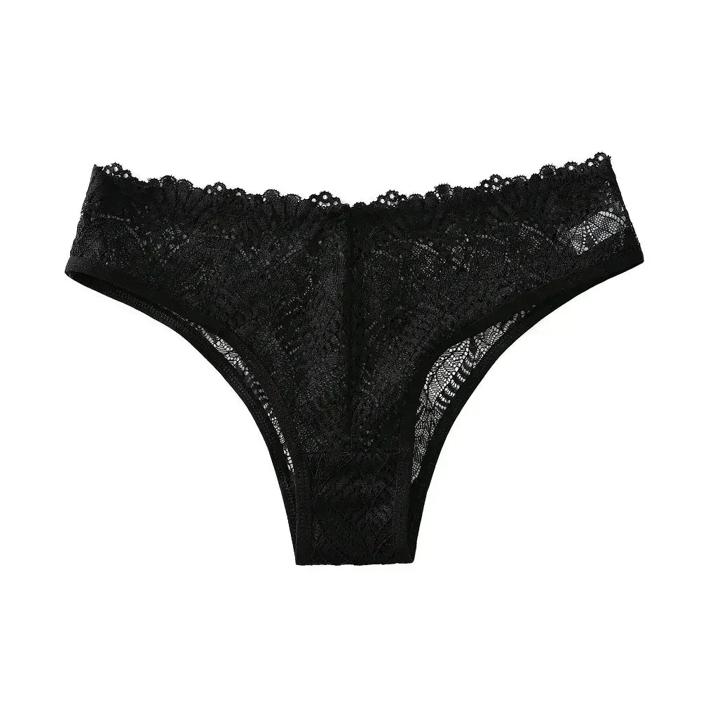 Секси дантелени бикини, кухи дишащи дамски бельо с ниска талия, плътен цвят, съблазнителни бродирани модни бикини, удобни