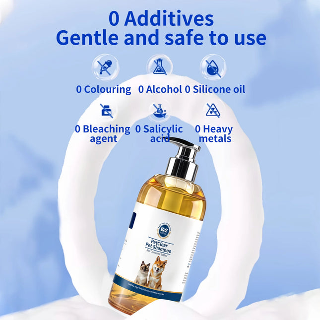 PetClear Шампоан за кучета и котки - 500 мл, против сърбеж и контрол на миризмата, хипоалергенен, без алкохол, за дълбоко почистване и грижа за козината