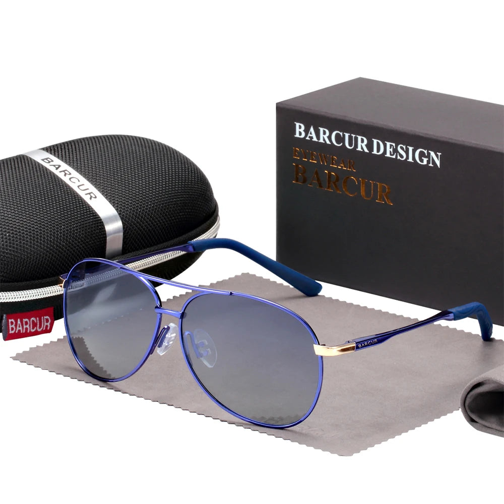 BARCUR Най-нови градиентни дамски слънчеви очила, поляризирани, пилотски, мъжки слънчеви очила